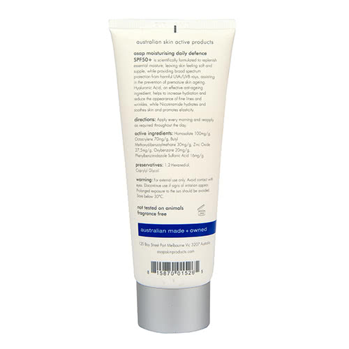 asap moisturising daily defence spf 50+ 100ml