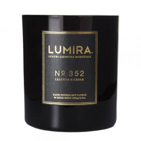 Lumira Glass Candle -  No352 Leather & Cedar Large