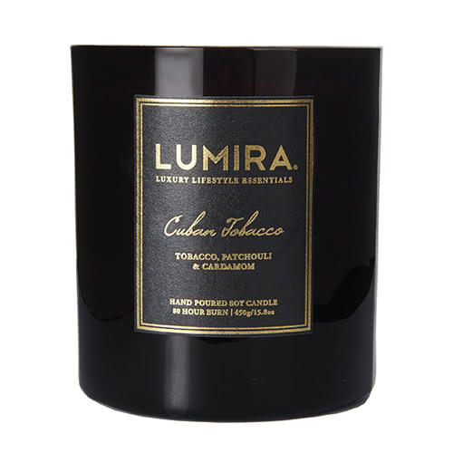 Lumira Glass Candle -  Cuban Tobacco Large