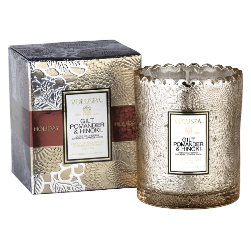 Voluspa Scalloped Candle - Gilt Pomander & Hinoki